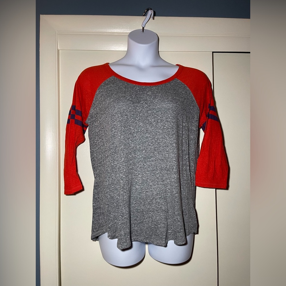 Gray and Orange Women's Jersey Top 3/4 Sleeve size XXL